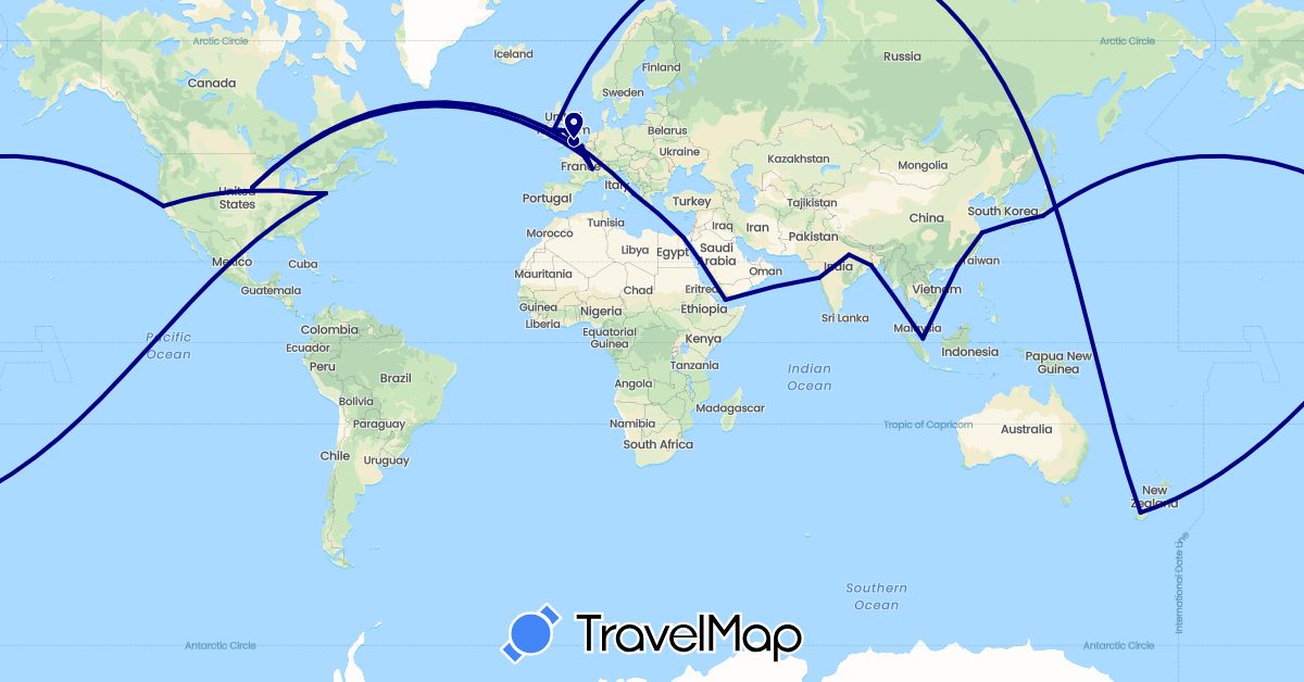 TravelMap itinerary: driving in China, Egypt, France, United Kingdom, Ireland, India, Italy, Japan, New Zealand, Singapore, United States, Yemen (Africa, Asia, Europe, North America, Oceania)